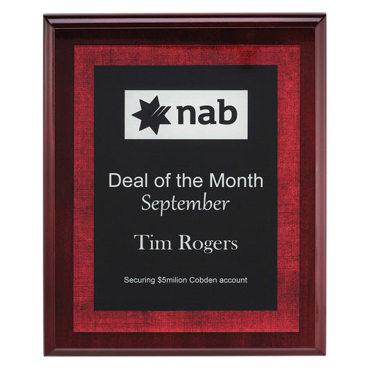 Vivid Plaque on Timber