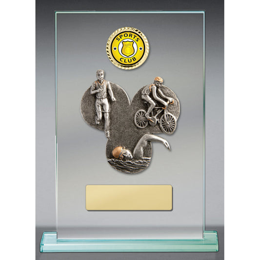 Triathlon Theme on Glass