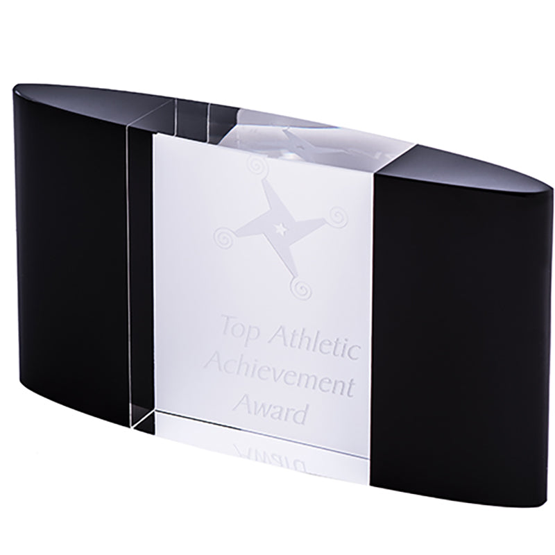 Black and Clear Crystal - Curved Block