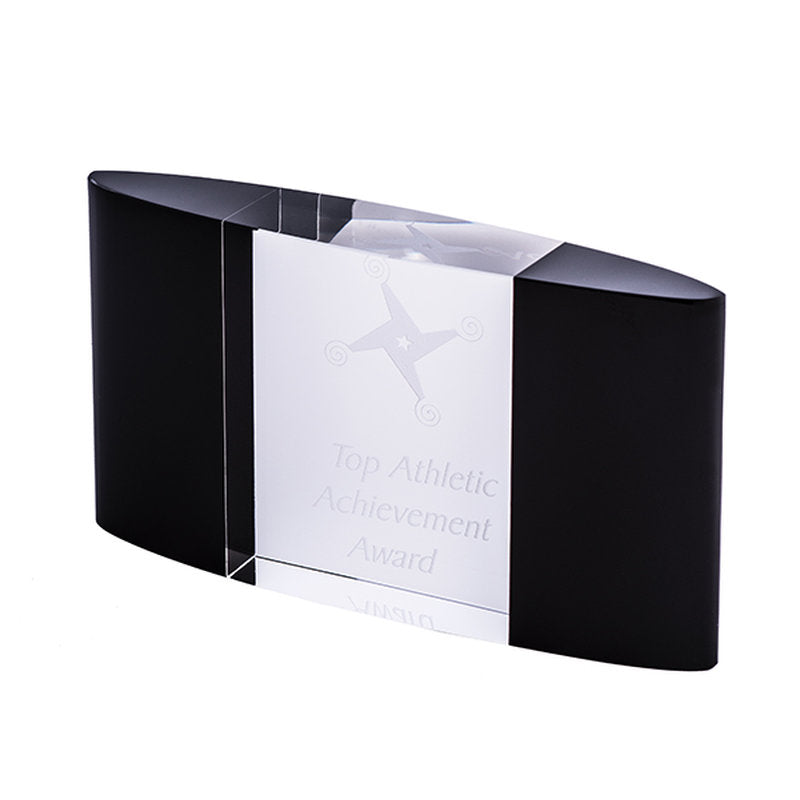 Black and Clear Crystal - Curved Block