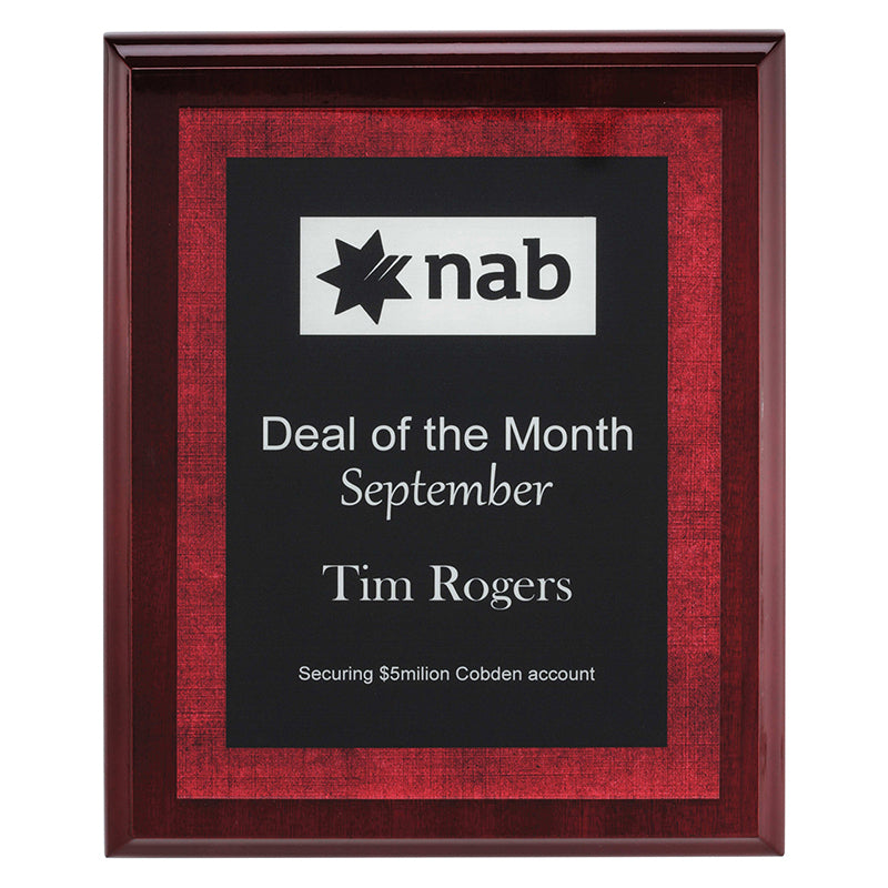 Vivid Plaque on Timber
