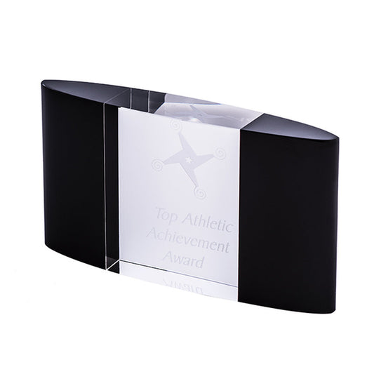 Black and Clear Crystal - Curved Block