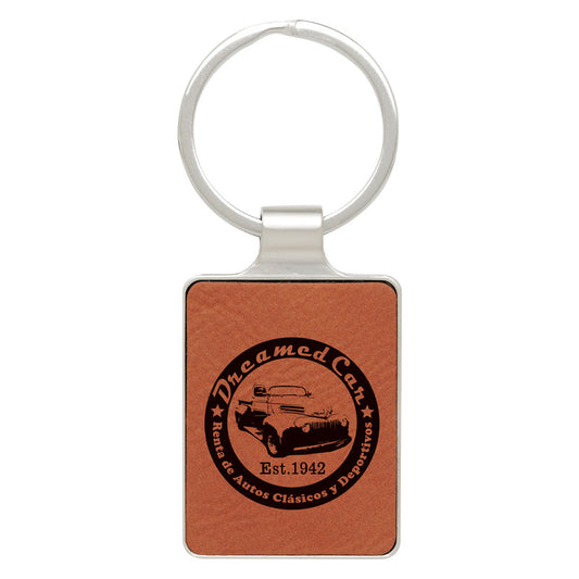 Leatherette Keychain - Rawhide with Chrome