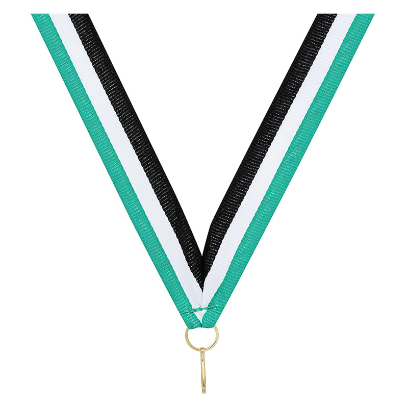 Teal / White / Black Ribbon